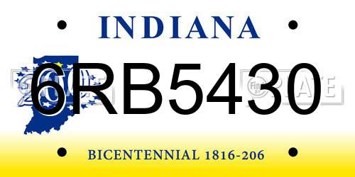 6RB5430 Indiana License Plate