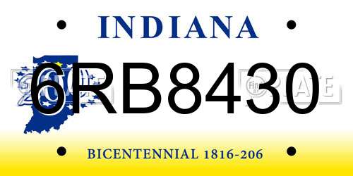 6RB8430 Indiana License Plate