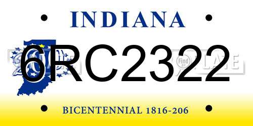6RC2322 Indiana License Plate