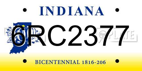 6RC2377 Indiana License Plate