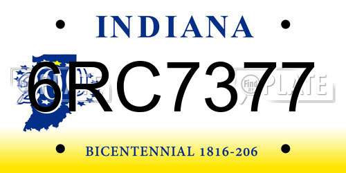 6RC7377 Indiana License Plate