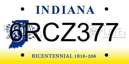 6RCZ377 Indiana License Plate
