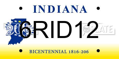 6RID12 Indiana License Plate