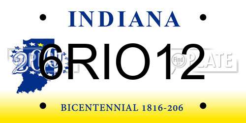6RIO12 Indiana License Plate