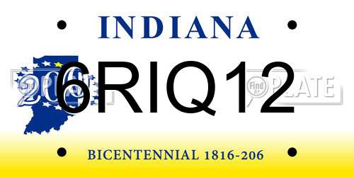 6RIQ12 Indiana License Plate