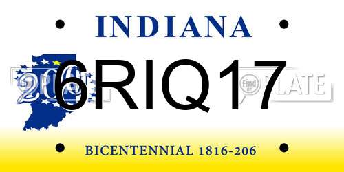6RIQ17 Indiana License Plate