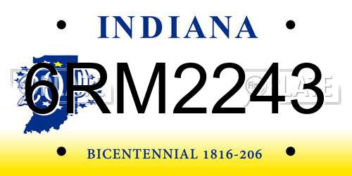 6RM2243 Indiana License Plate