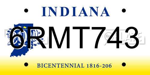 6RMT743 Indiana License Plate