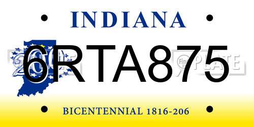6RTA875 Indiana License Plate