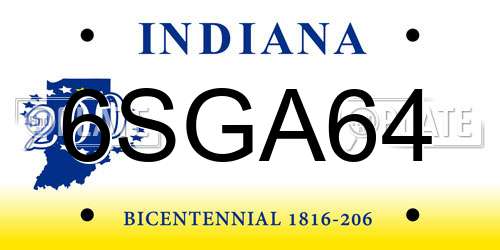 6SGA64 Indiana License Plate