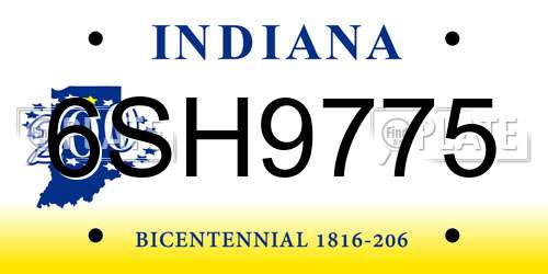 6SH9775 Indiana License Plate
