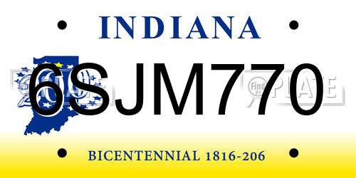 6SJM770 Indiana License Plate