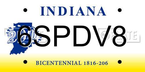 6SPDV8 Indiana License Plate