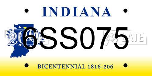 6SS075 Indiana License Plate
