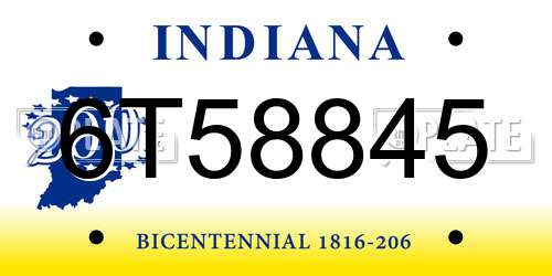 6T58845 Indiana License Plate