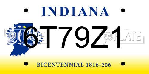 6T79Z1 Indiana License Plate