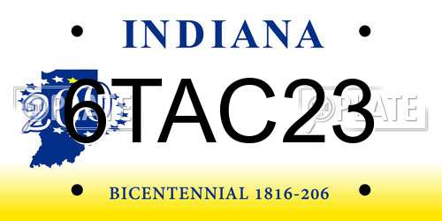 6TAC23 Indiana License Plate