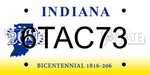 6TAC73 Indiana License Plate