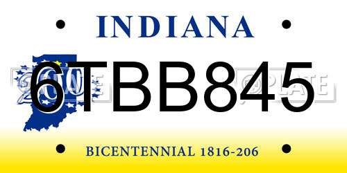 6TBB845 Indiana License Plate