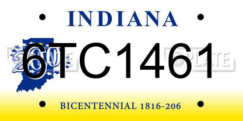 6TC1461 Indiana License Plate
