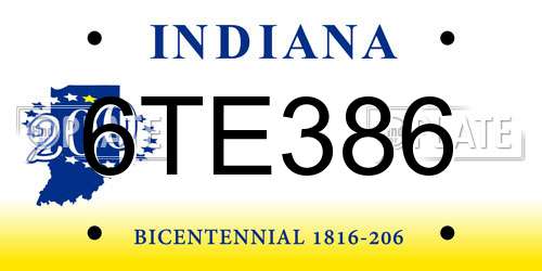 6TE386 Indiana License Plate