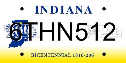 6THN512 Indiana License Plate