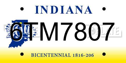 6TM7807 Indiana License Plate