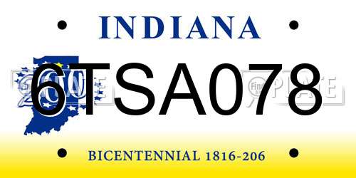 6TSA078 Indiana License Plate