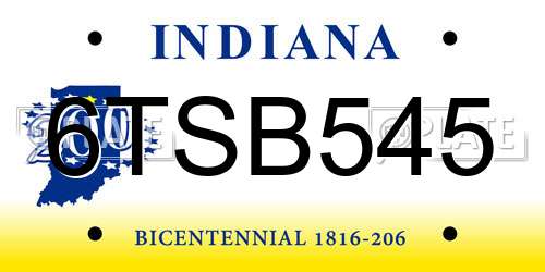 6TSB545 Indiana License Plate