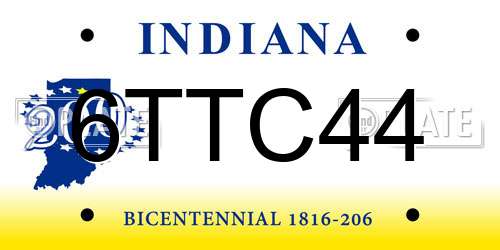 6TTC44 Indiana License Plate