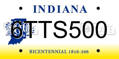 6TTS500 Indiana License Plate