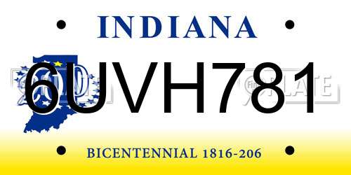 6UVH781 Indiana License Plate