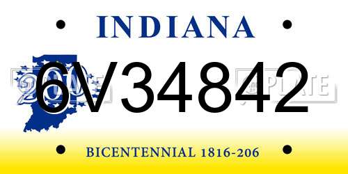6V34842 Indiana License Plate
