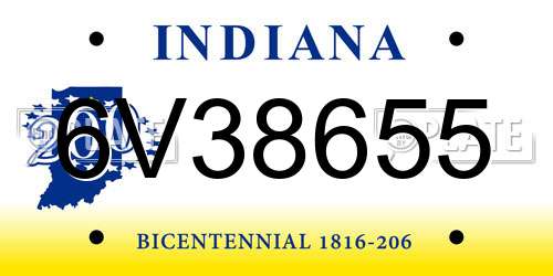 6V38655 Indiana License Plate