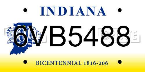 6VB5488 Indiana License Plate