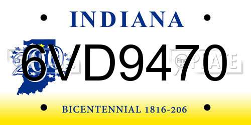 6VD9470 Indiana License Plate