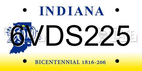 6VDS225 Indiana License Plate