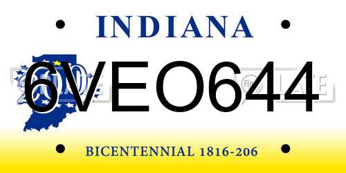 6VEO644 Indiana License Plate