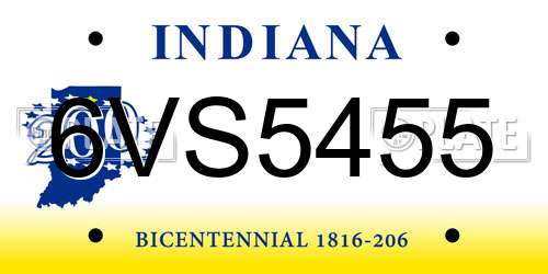 6VS5455 Indiana License Plate