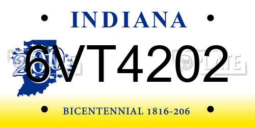 6VT4202 Indiana License Plate
