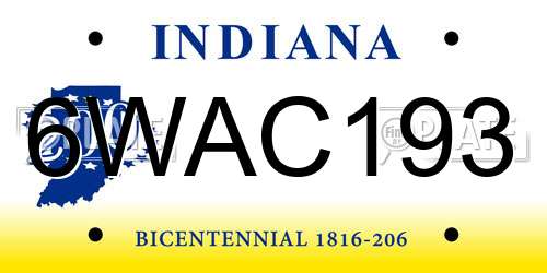 6WAC193 Indiana License Plate