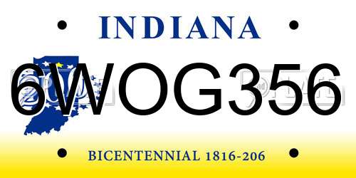 6WOG356 Indiana License Plate