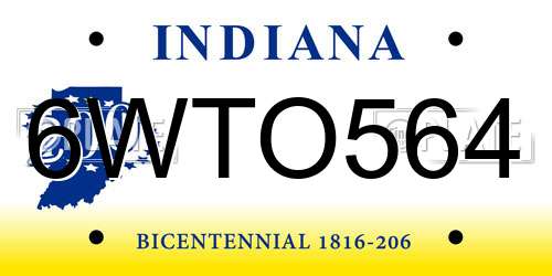6WTO564 Indiana License Plate