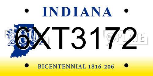 6XT3172 Indiana License Plate