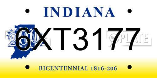 6XT3177 Indiana License Plate