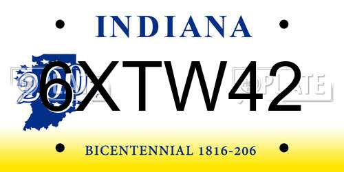 6XTW42 Indiana License Plate