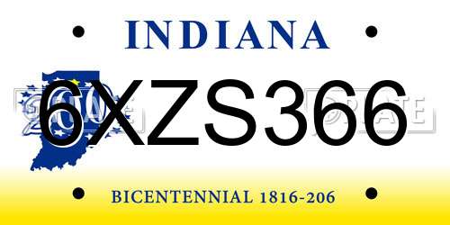 6XZS366 Indiana License Plate