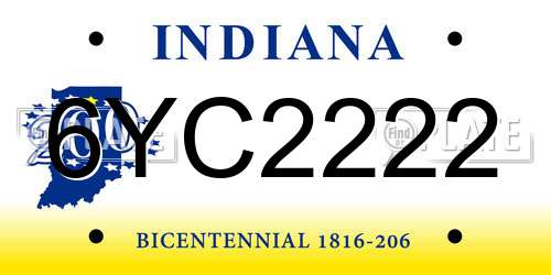 6YC2222 Indiana License Plate