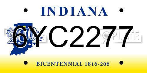6YC2277 Indiana License Plate