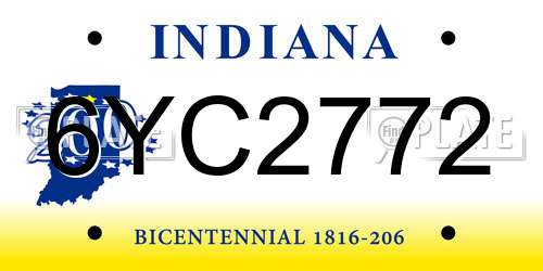 6YC2772 Indiana License Plate